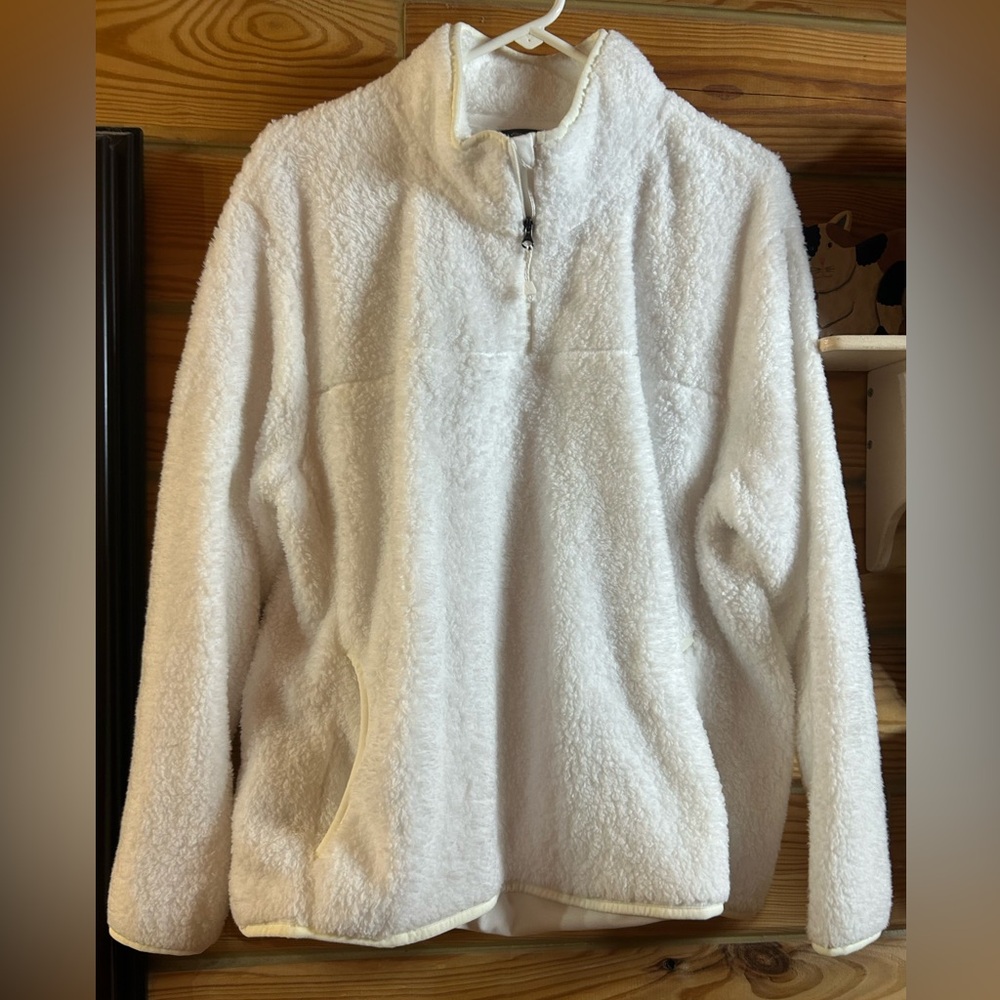 Eddie Bauer White Plush Quarter Zip